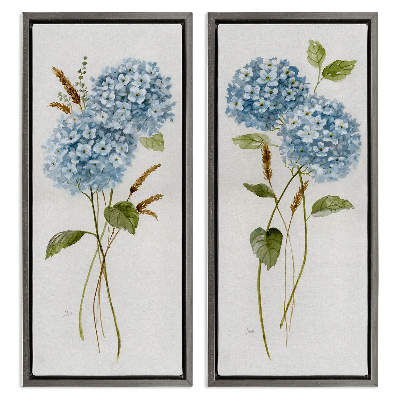 Stupell Industries Blue Hydrangea Long Stems Framed Floater Canvas Wall Art